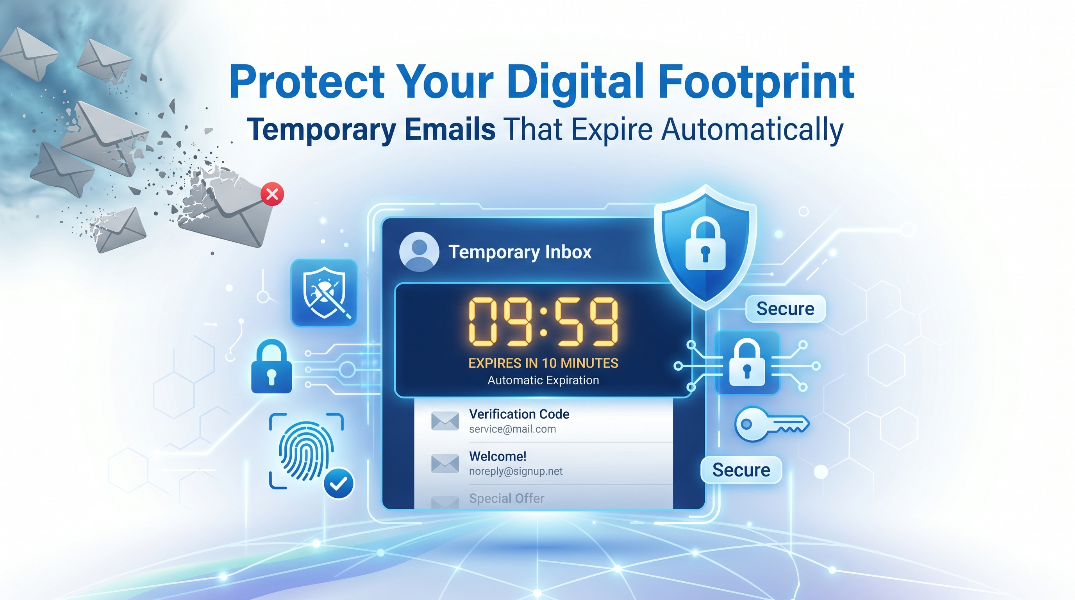 Infographic showing six benefits of disposable email lifespan