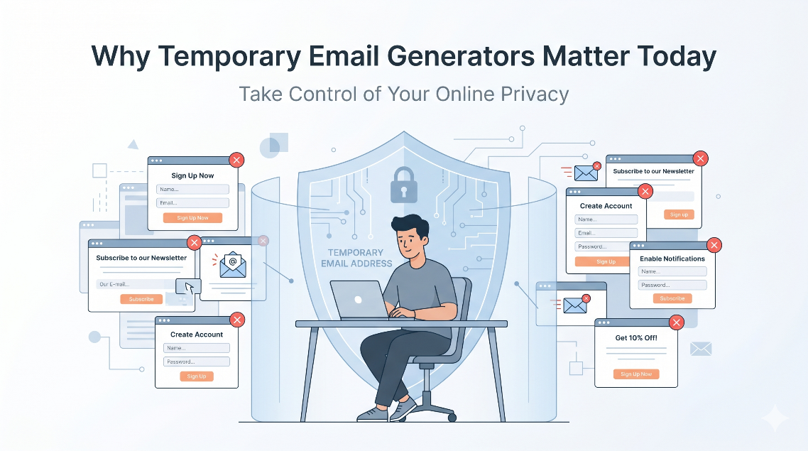 Illustration of growing demand for temporary email privacy tools