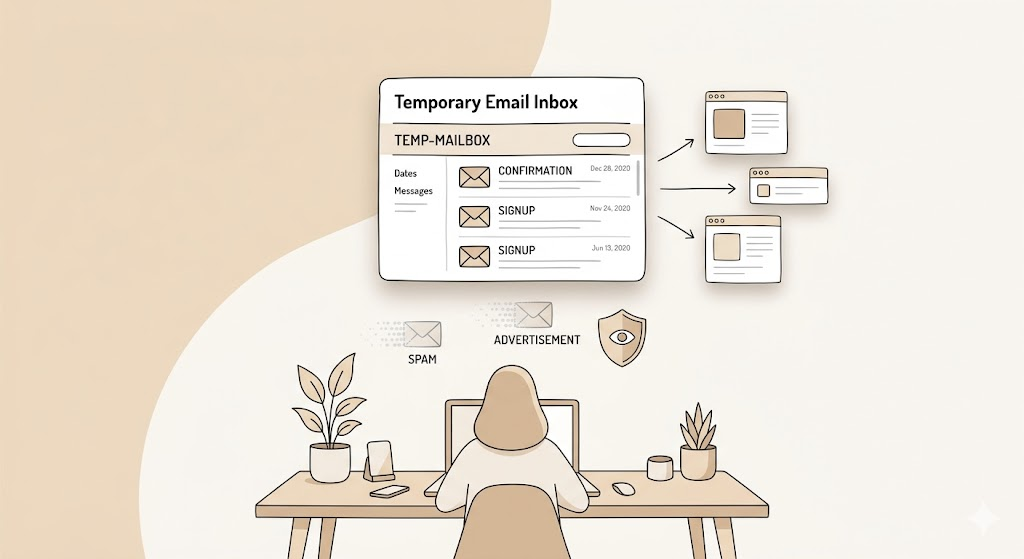 Temporary email inbox filtering spam and advertisements